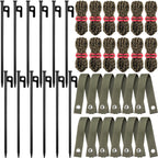 Sintuff 36 Pcs Heavy Duty Tree Stake Kits Stake and Support for Young Leaning Tree Anchor Straightening Kit, 15.8'' Support Straps, 11.8'' Steel Stakes, 13.12ft Rope Against Bad Weather(Army Green)