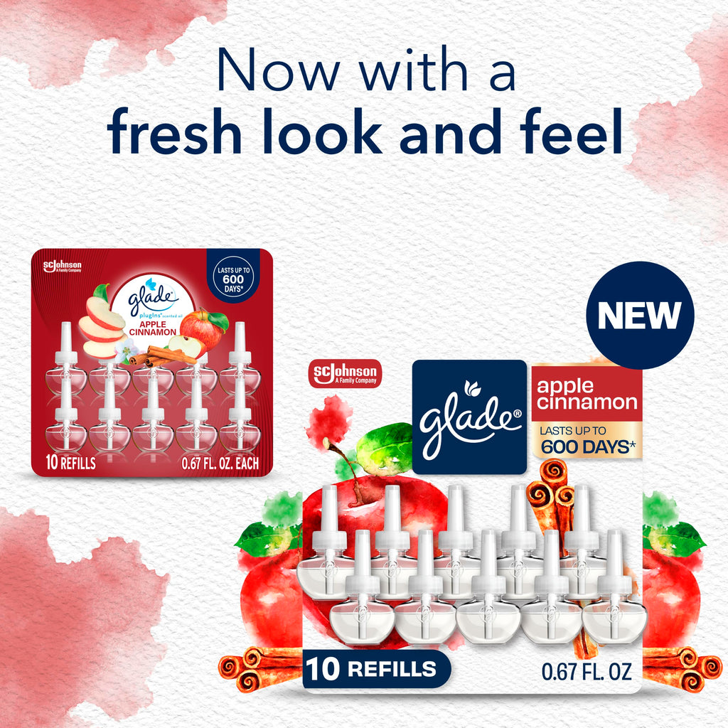 Glade PlugIns Air Freshener Refills, Apple Cinnamon, 10 Count