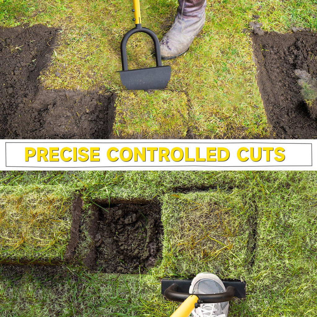BlumeTrec Manual Edger Lawn Tool with 38"-42" Adjustable Length, Saw-Tooth Border Edger with Wide Footplate Manganese Steel Blade, Garden Edging Tool for Flower Beds, Landscaping, Sidewalks, Yard
