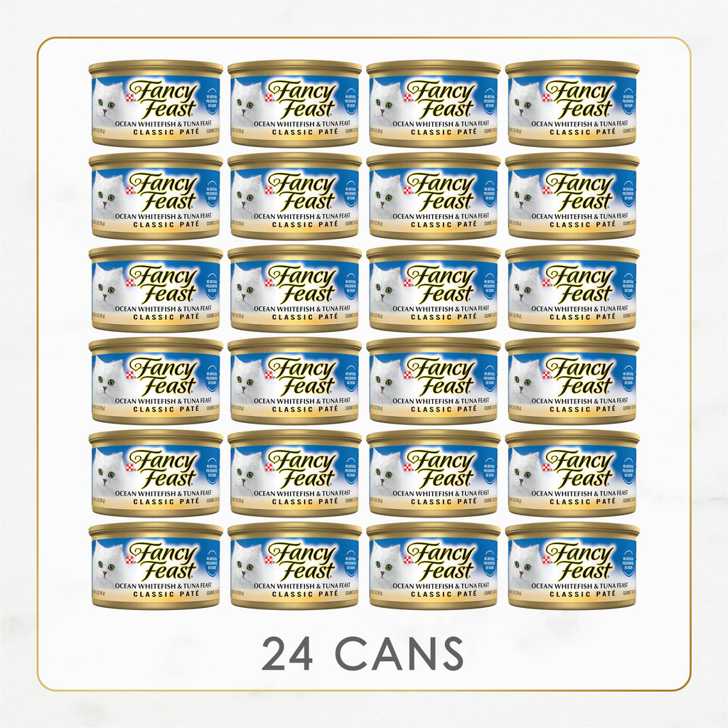 Purina Fancy Feast Classic Pate, Ocean Whitefish & Tuna, 3 oz cans, 24-Pack