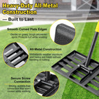 Lawn Leveling Rake: Anti Flipping 17" x 10" Stainless Steel Lawn Ground Leveler for Soil, Heavy Duty Grass Top Soil Dressing Leveling Rake, Home Lawn,Golf Field,Yard Landscaping Tool, 60” Long Handle