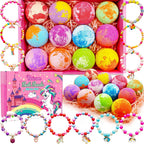 Unicorn Bath Bombs with Surprise Toys Inside for Kids Girls 3 4 5 6 7 8 Years Old Birthday Gift for Girls Bath Bombs with Surprise Jewelry Inside for Kids Toddler Girl Birthday Christmas Easter Gifts
