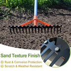 CKLT 62 Inch Garden Rake with 17 Tempered Spring Steel Tines