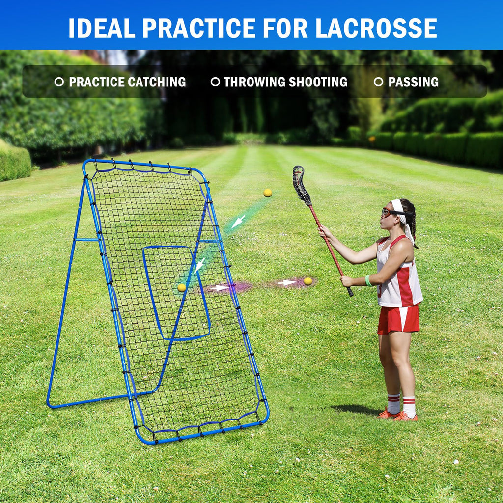 7x4FT Volleyball Rebounder Net Pro, Baseball Softball Rebound Pitch Back Net, Adjustable Angle Lacrosse Bounce Back Practice Equipment, Easy Quick Setup, Ideal for Outdoor and Backyard Training