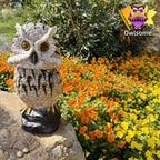 Owlsome Solar Tiger Owl with Flashing Eyes, Rotating Head, Hoot Sound, Motion Detector and Silent Mode, Plastic Owl Garden Sculpture, Garden Decoration