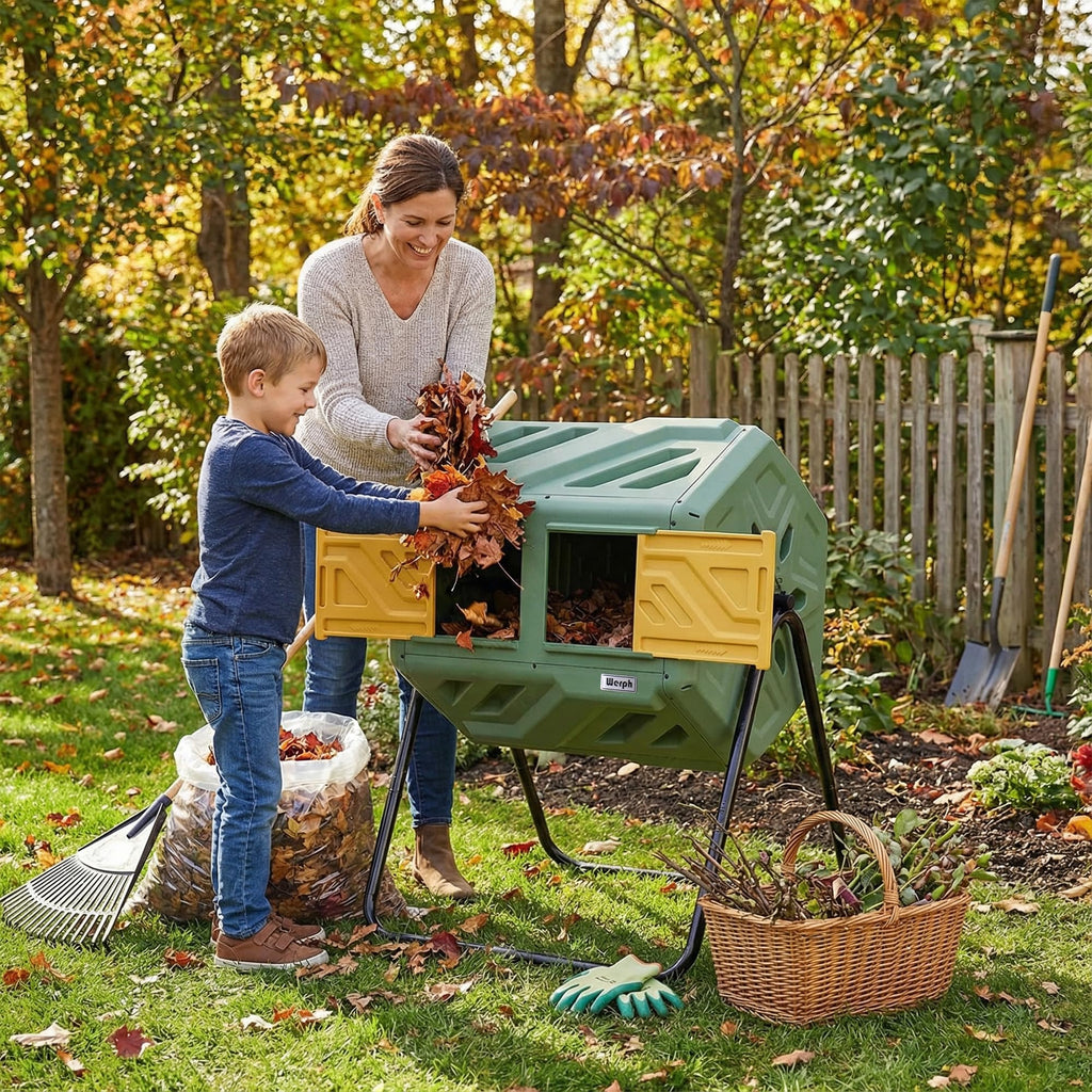 Werph 43 Gal Outdoor Compost Bin for Garden & Kitchen Waste, Grass Green