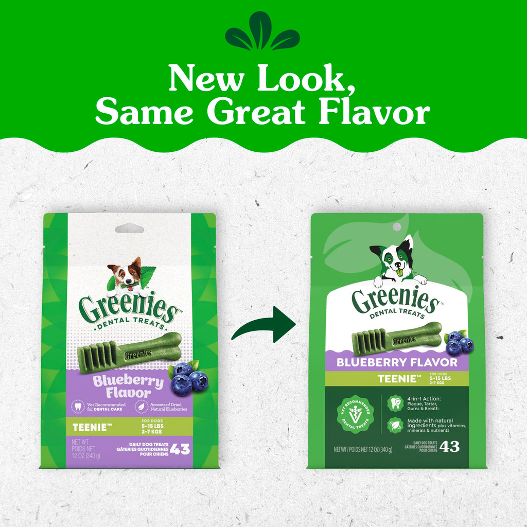 Greenies Teenie Natural Dental Dog Treats, Blueberry Flavor, 43 Count