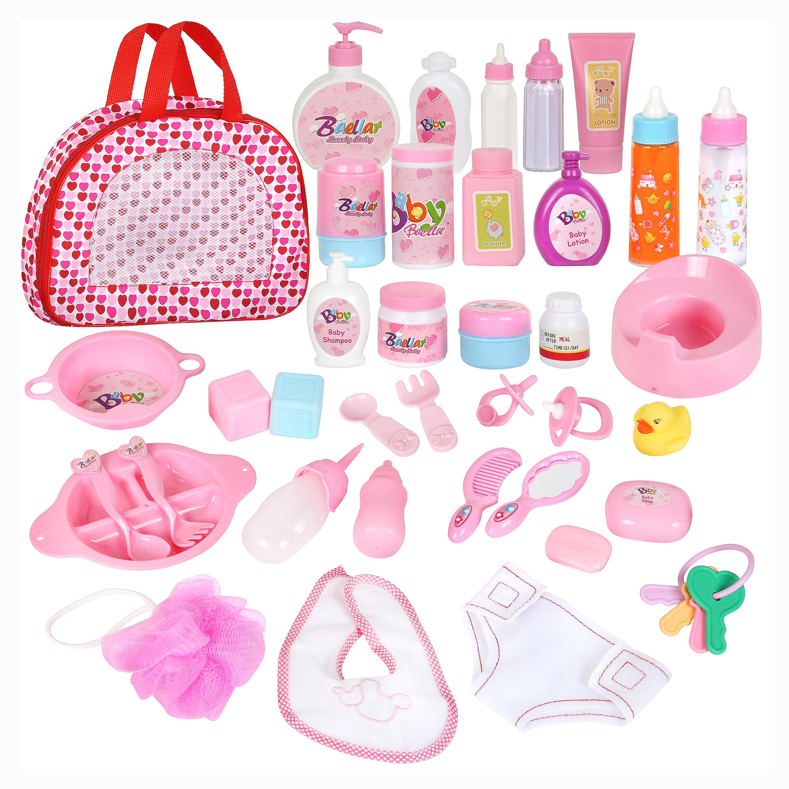 fash n kolor My Sweet Baby Disappearing Doll Feeding Set | Baby Care 6 Piece Doll Feeding Set (40 pc Set)