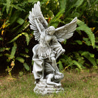 DevotedWalls 20.5" Large Saint Michael Statue Outdoor,Michael the Archangel Slaying Satan,Large Garden Religious Sculpture,San Miguel Arcangel Defender for Porch,Patio or Church Entryway