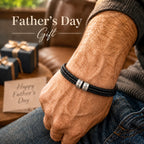 XJoyBloush Fathers Day Bracelet for Dad Gifts, Custom Bracelets with Family Names Personalized Mens Leather Bracelet Customized Gifts for Boyfriend Husband