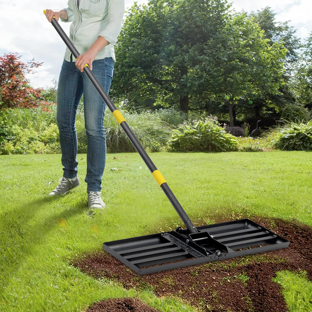 Lawn Leveling Rake, 60 inch 27"x10" Levelawn Tool, Heavy Duty Effort Saving Lawn Level Tool, Stainless Steel Handle Lawn Leveler for Yard Garden Golf Course, Ease Level Soil Sand Dirt Surfaces