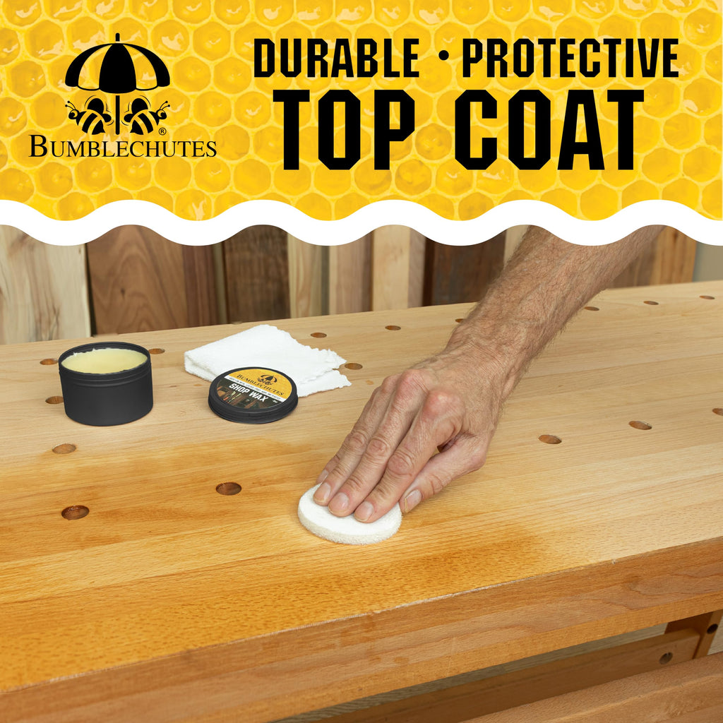 Bumblechutes All-Purpose Shop Wax - All Natural Metal and Wood Wax Finish Paste for Woodworkers, Carnauba Beeswax Wood Polish for Epoxy, Plastic, Metal, Leather, Furniture & Workshop Tools - 8 oz