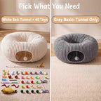 MOYMO Cat Tunnel Bed with 40 Pcs Interactive Cat Toys, White