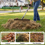 Walensee Heavy Duty Dual-Sided Bow Rake, 63" Stainless Steel Handle, Heat-Treated Manganese Steel Head, 17 Steel Tines Metal Garden Rake for Soil Loosening, Yard Leveling, Lawn Care and Thatch Removal