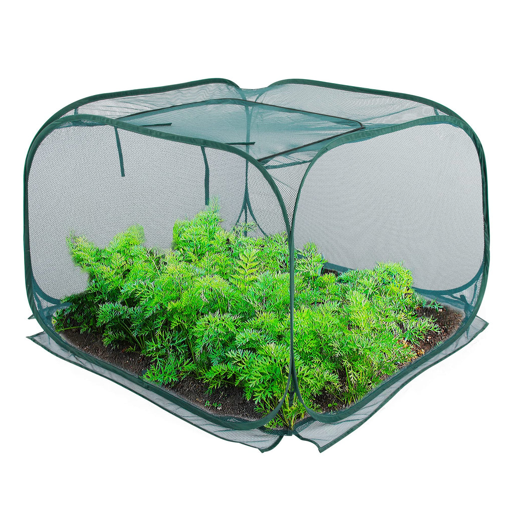 ANC POP Pop Up Mesh Plant Cover,40'' x 40'' x 30'' Plant Protector for Raised Garden & Flower Bed, Net Cage Plant Guard for Fruits, Vegetables, Seedlings and Herbs, 8 Ground Stakes for Fixing