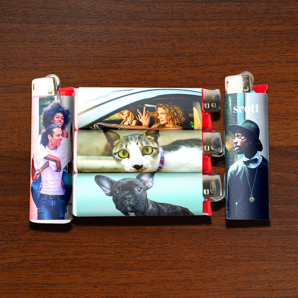 Custom Lighter Stickers with Own Pictures, Personalize Lighters PVC Film Wraps Reusable up to 3 Times - 6 Pack Upload 6 Photos Suitable for Bic Pocket Lighter Ideal for Gifts