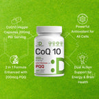 DEAL SUPPLEMENT CoQ10 200mg with PQQ 200mcg, 240 Veggie Capsules | Bioavailable Coenzyme Q10 Complex | Supports Heart, Energy & Brain Health | Antioxidant Support | Non-GMO