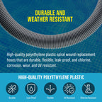 U.S. Pool Supply 1.5" Heavy-Duty Above Ground Pool Hose Replacement Kit - 2 Silver 6 Foot Hoses, 2 Connection Adapters, 4 Clamps - Compatible with Intex Filter Pumps