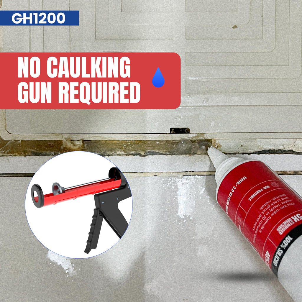 GH1200 150 ML/5 FL Oz Silicone Caulk Clear Silicone Sealant Waterproof, Kitchen & Bathroom Caulk - Shrink & Crack Proof - Indoor & Outdoor Use Silicone Glue - Strong Caulking Formula Tube