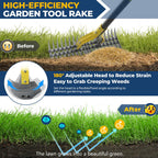 Rake, 70" Heavy Duty Metal Dethatcher Rake with 15" Wide Double-Edged Sharp Tines Thatch Rakes for Lawns,Mulch Dead Grass Removal, Loosening Soil,Lawn Care, Dethatching,Yard,Garden