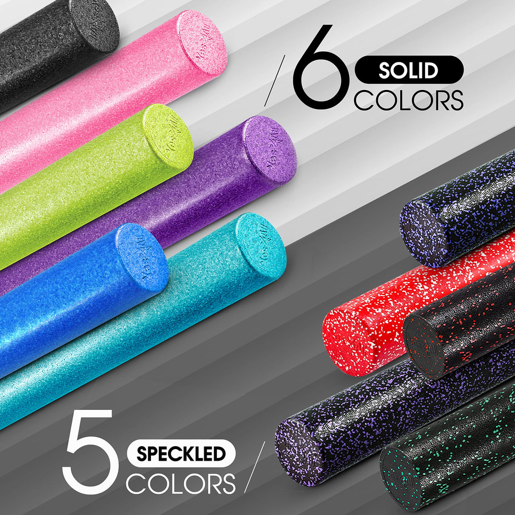 Yes4All High-Density Foam Roller for Back Relief, Yoga, Exercise, Muscle Deep Tissue Massage 12-18-24-36- Purple - 12 Inches