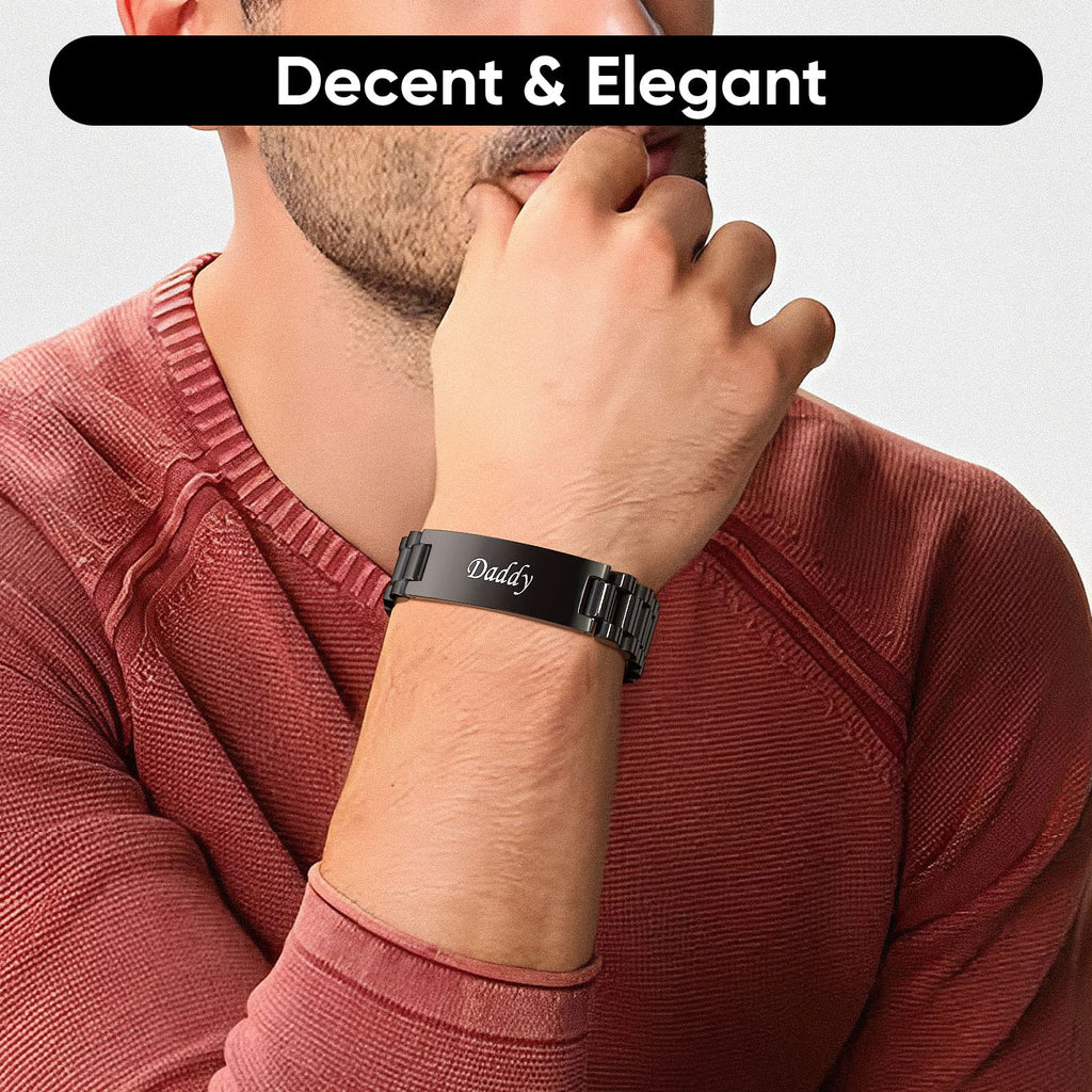 VNOX Personalized Engraved Dad Jewelry Gifts for Dad Daddy Father form Daughter Son for Father Day Birthday Day Masculine Stainless Steel Link Bracelet