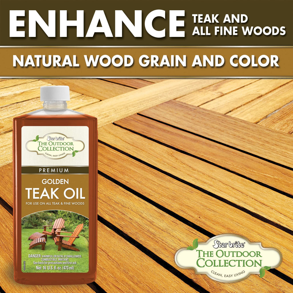 STAR BRITE Outdoor Collection Premium Golden Teak Oil - for Use On All Teak & Fine Woods - Ultimate Protection from Sun & Harsh Weather - 16 OZ (052216)