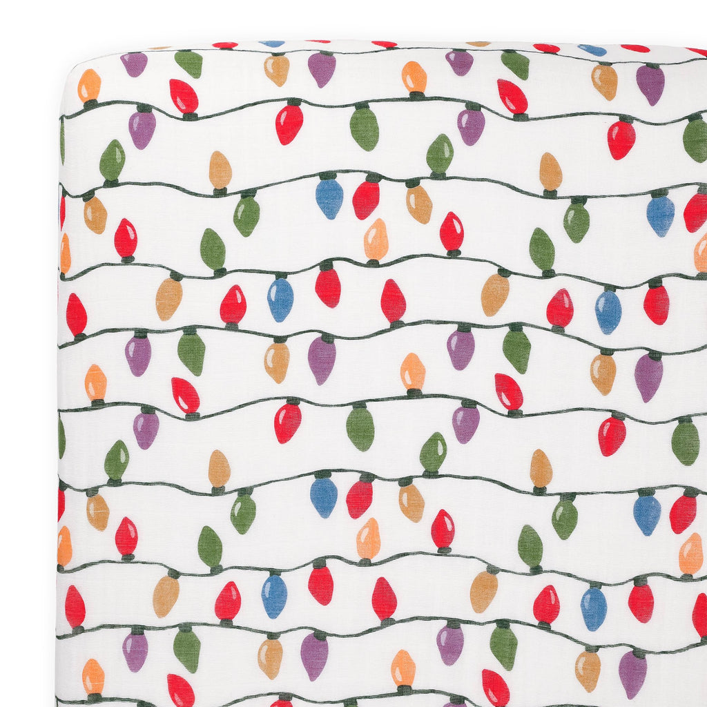 Little Unicorn Fitted Crib Sheet | 100% Cotton Muslin | Super Soft | Sized for Standard Baby Crib & Toddler Mattress | Machine Washable | 52��� x 28��� x 6��� (Christmas Bulbs)
