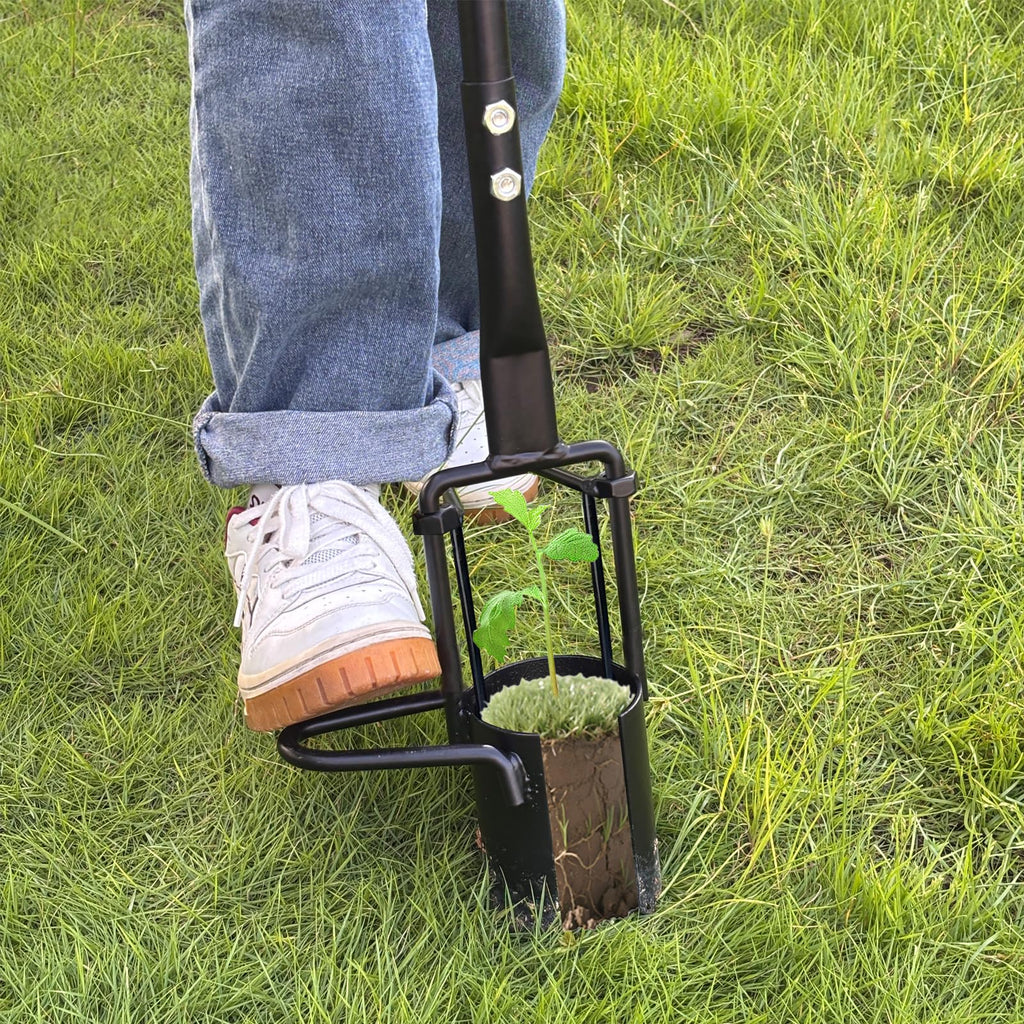 Bulb Planter Tool Long Handle,Soil Sampler Lawn Aerator with Soft Grip,Serrated Base Gardening Bulb Transplanter,Heavy Duty Sod Plugger for Digging Holes to Plant Daffodils,Tulips, Iris