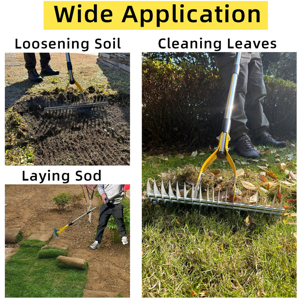KLDOLLAR Thatch Rake, Dethatcher Rake for Grass to Cleaning Dead Grass