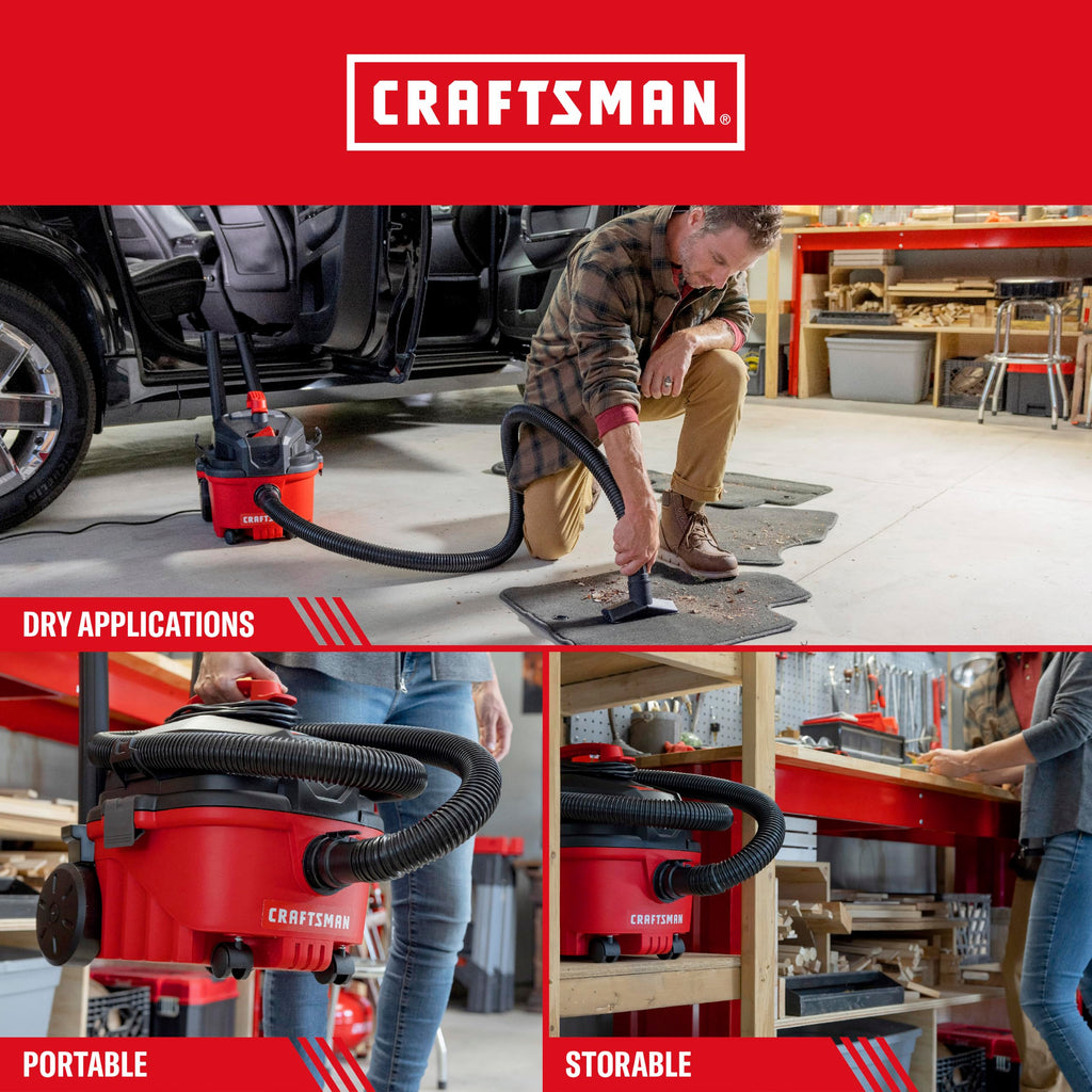 CRAFTSMAN CMXEVBE17040 4 Gallon 5.0 Peak HP Wet Dry Shop Vacuum