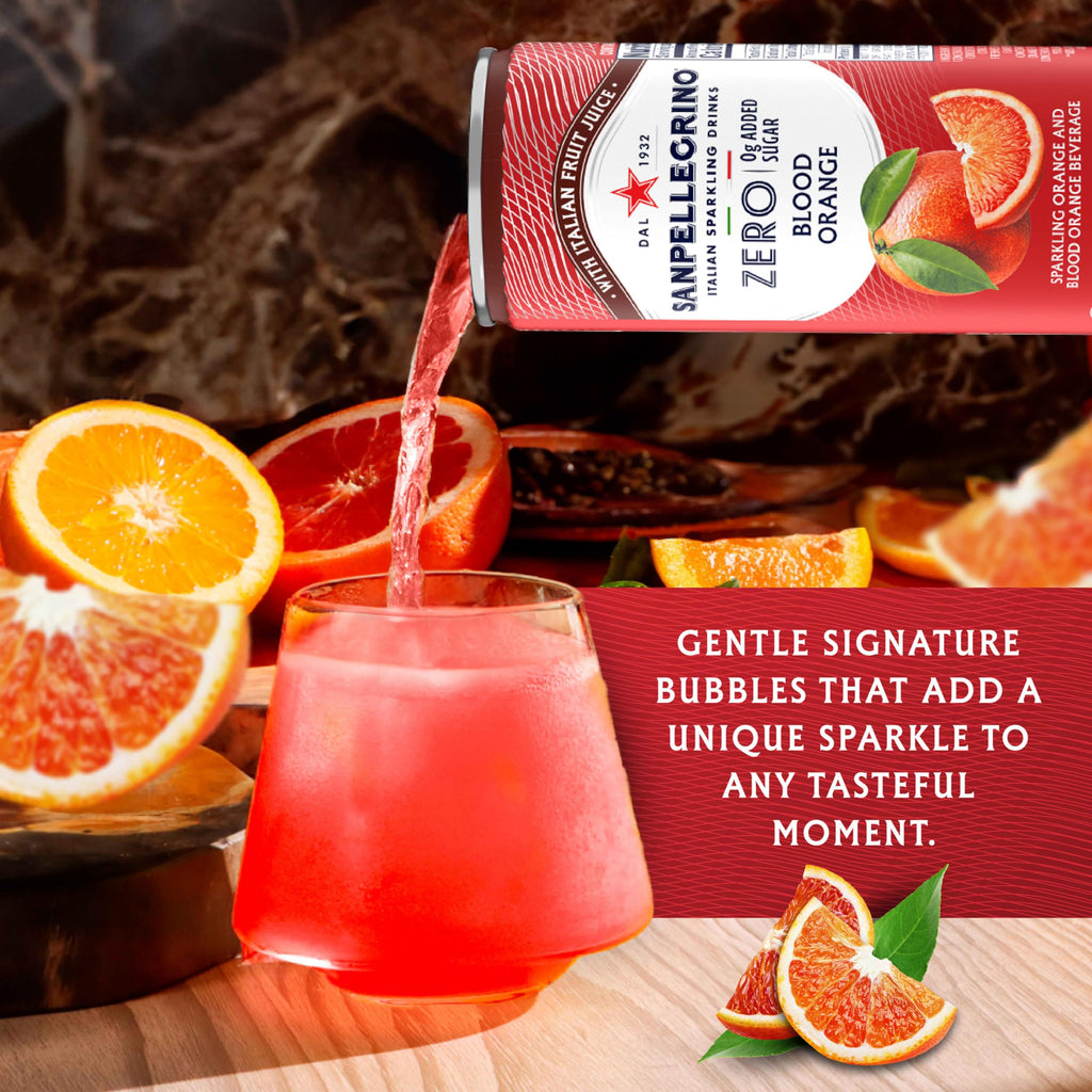 Sanpellegrino Zero Sugar Blood Orange Sparkling Soda, 24 Pack