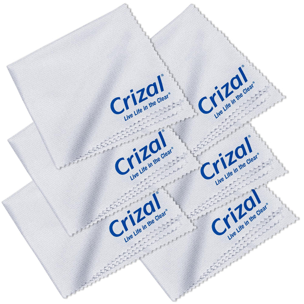 Crizal Eyeglass Cleaning Cloths – 6 Pack Premium Microfiber – Designed & Tested for AR-Coated Lenses – Trusted by Optical Professionals
