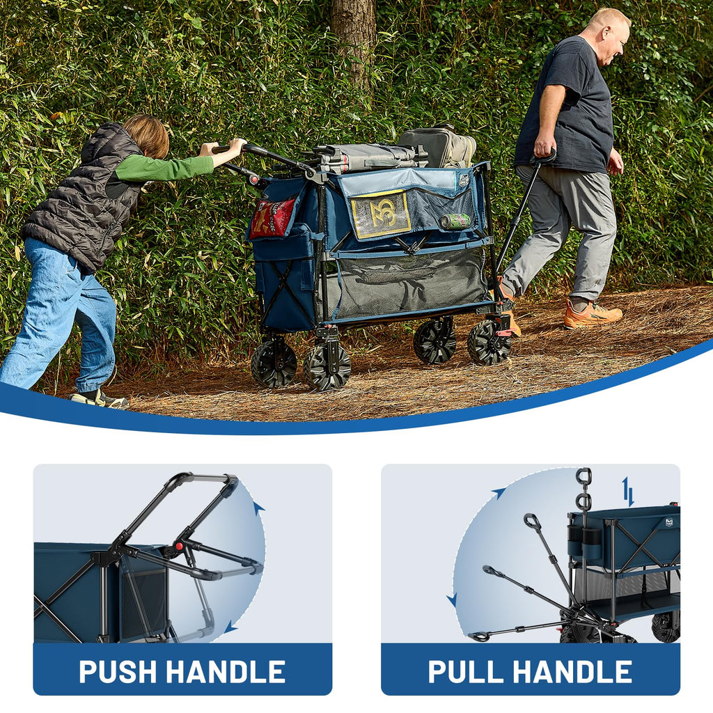 TIMBER RIDGE Push & Pull Double Decker Wagon, 400L Capacity & 450lb Load