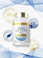 Carlyle Lutein and Zeaxanthin Supplement | 40mg | 180 Softgels | Pills for Eyes | Eye Health Vitamins | Visi-Gold | Non-GMO and Gluten Free