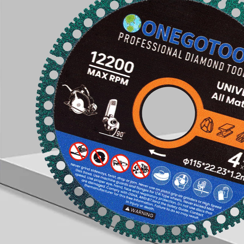 ONEGOTOOL 4-1/2 inch Indestructible Cutting Discs for Angle Grinder 7/8" Blades Cut Off Wheels Diamond Tool Metal rebar Porcelain Tile Granite Marble Smooth Cutter (10pcs)