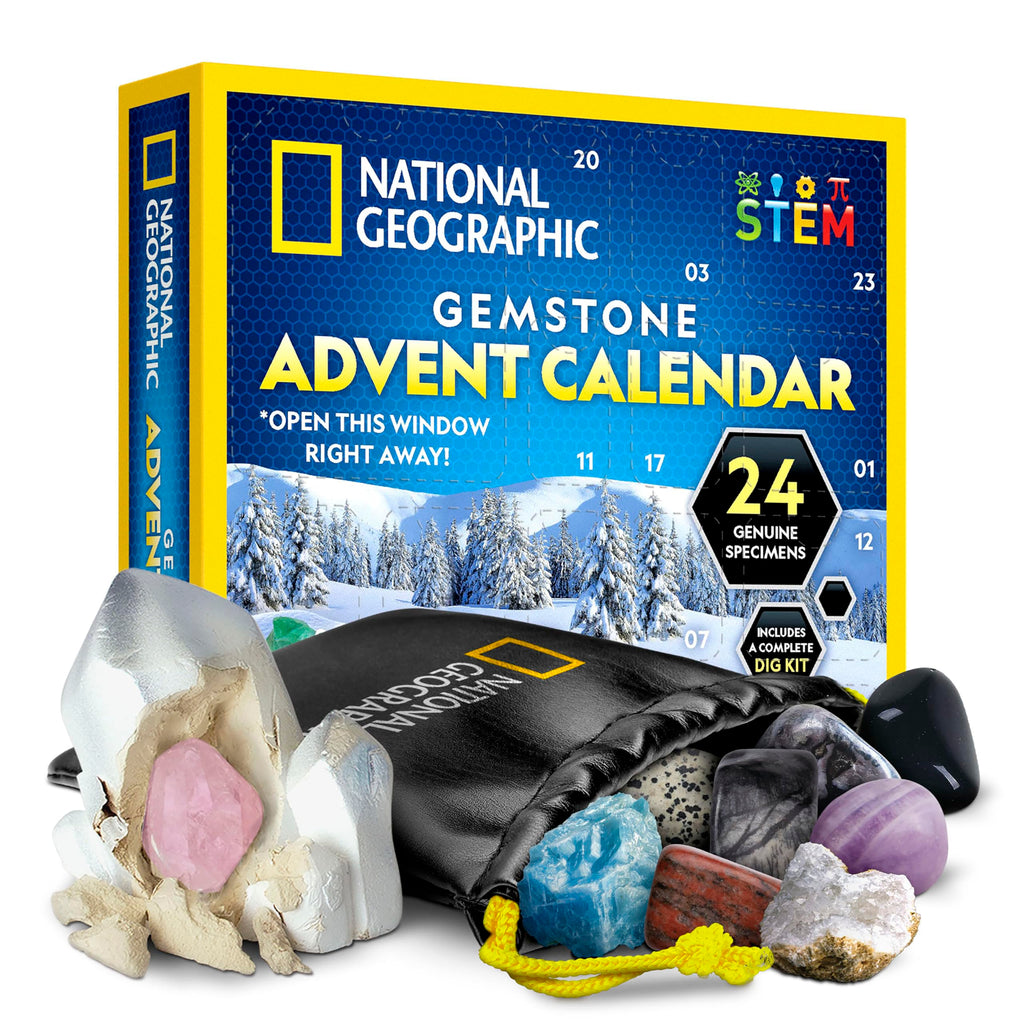 National Geographic 2026 Gemstone Advent Calendar with 24 Gems for Kids