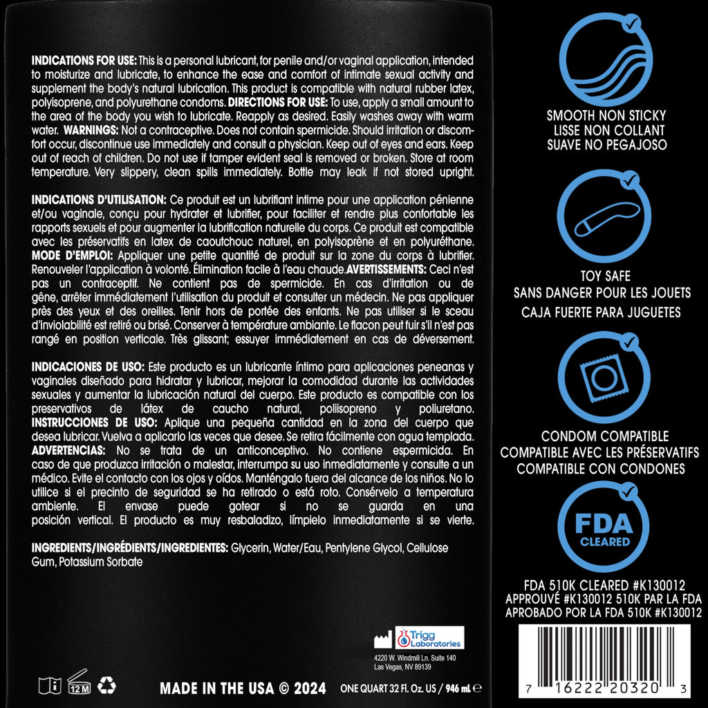 Wet Silver Water-Based Lubricant | Long-Lasting, Original Premium Formula | Vegan, pH-Balanced, Hypoallergenic, Paraben-Free, Non-staining | Lube for Men, Women & Couples, 32 fl oz