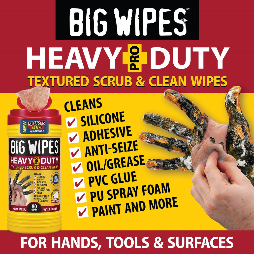 BIG WIPES Heavy Duty Industrial Hand Cleaning Wipes, Textured Scrubbing Degreaser Wipes for Mechanics and Tool Cleaner – 80 Count Canister (1 Pack)