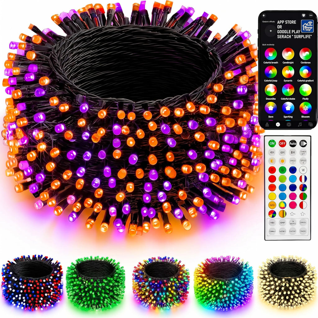 Dazzle Bright 66FT 200 LED Smart Color Changing Christmas Halloween Lights