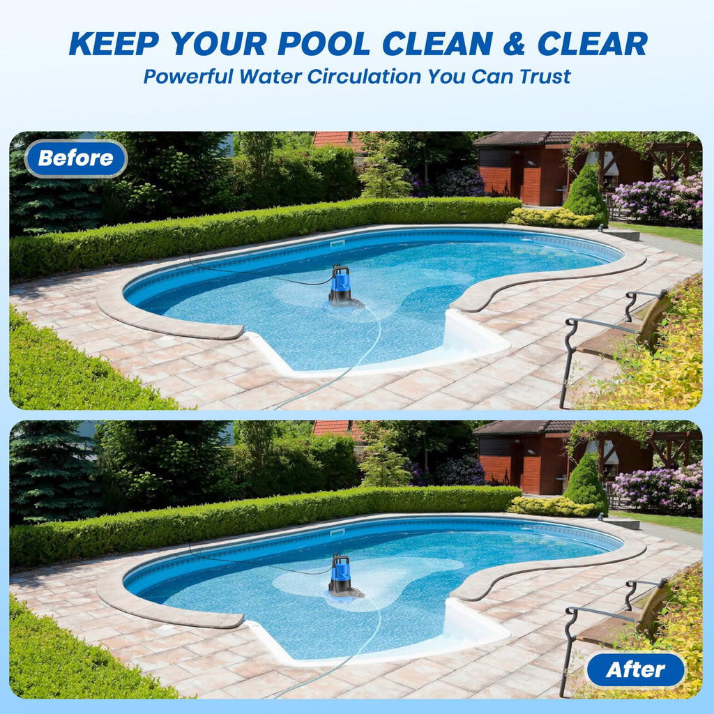 Acopair 1 HP Automatic Pool Cover Pump 5000 GPH - Submersible Water Removal Pump with 26ft Power Cord & 3/4” Check Valve for Pool, Hot Tubs, Rooftops, Water Beds and more (2026 Upgrade）