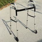 Narrow Folding Walkers for Seniors,Aluminum Lightweight Walkers with Wheels, Adjustable Width and Height Front Wheel Walker for Elderly and Disabled, Supports up to 350 lbs