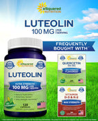 Luteolin 100mg - 120 Capsules - Luteolin Supplement & Powder Complex Pills Commonly Taken with Quercetin - Supports Brain & Memory Health