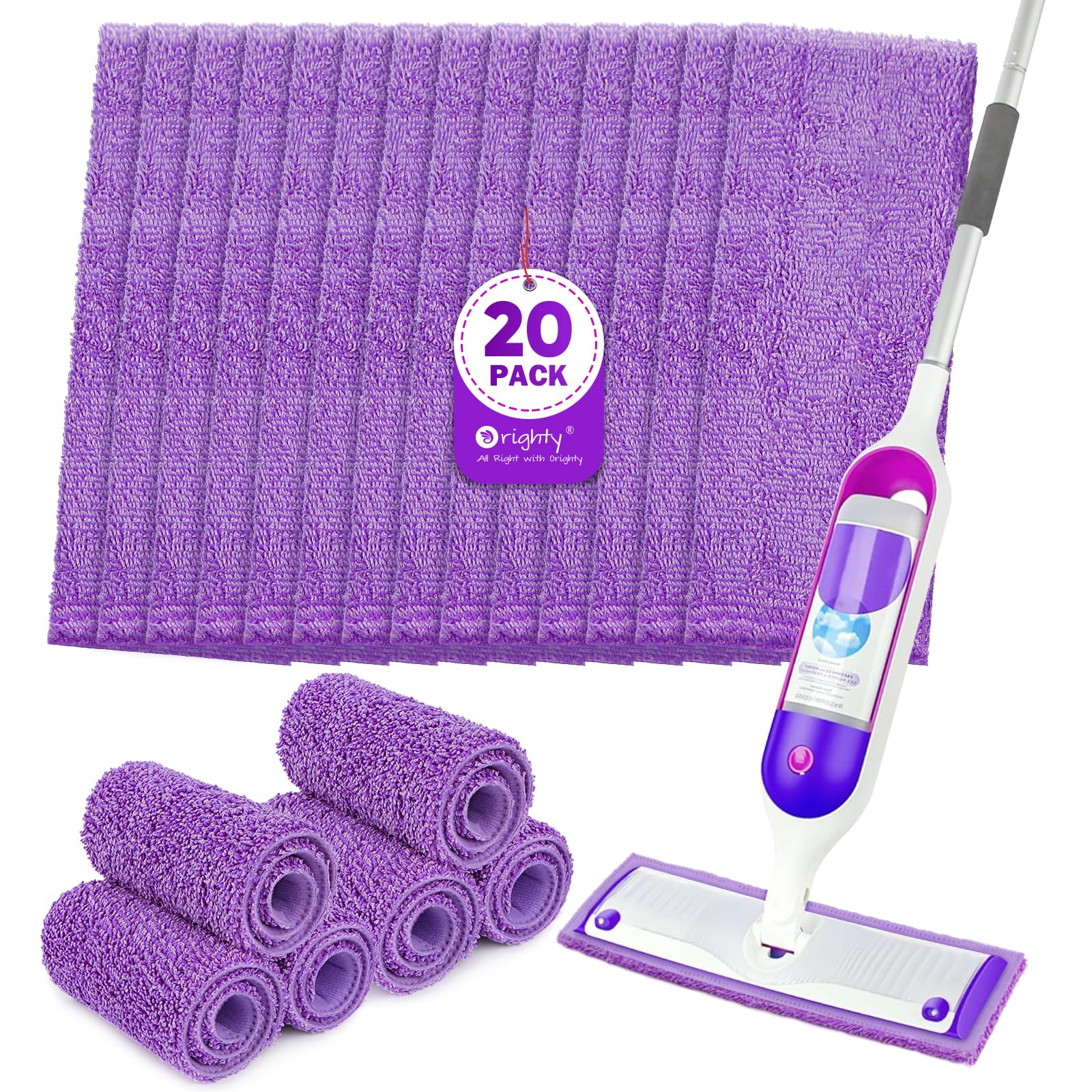 Orighty Reusable Mop Pads for Swiffer PowerMop, 20 Pack Power Mop Pads Refills for 13 ''-15 '' Spray Mop, Microfiber Mop Pads Refills for Multi-Surface Floor, Machine Washable