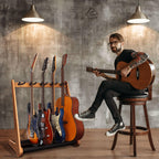 Nefelibata Multi-Purpose Guitar Stand 5 Stands Wooden Guitar Stand Floor Stand for Guitars and Cases, Electric Guitars, Acoustic Guitars, Bass Guitars, Cellos - German Ash