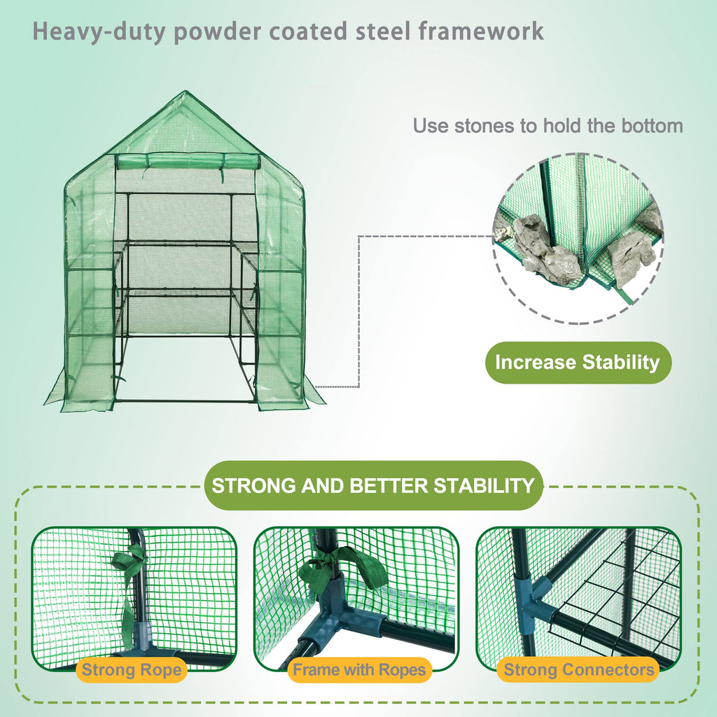 SUNGIFT Walk-in Greenhouse, 57 x 61 x 80 in, 3 Tiers 10 Shelves