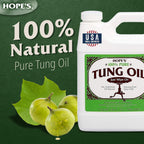 HOPE'S 100% Pure Tung Oil, Food Safe, Premium Waterproof Natural Wood Finish and Sealer for Indoor and Outdoor Projects, 32 Fl Oz, 2 Pack