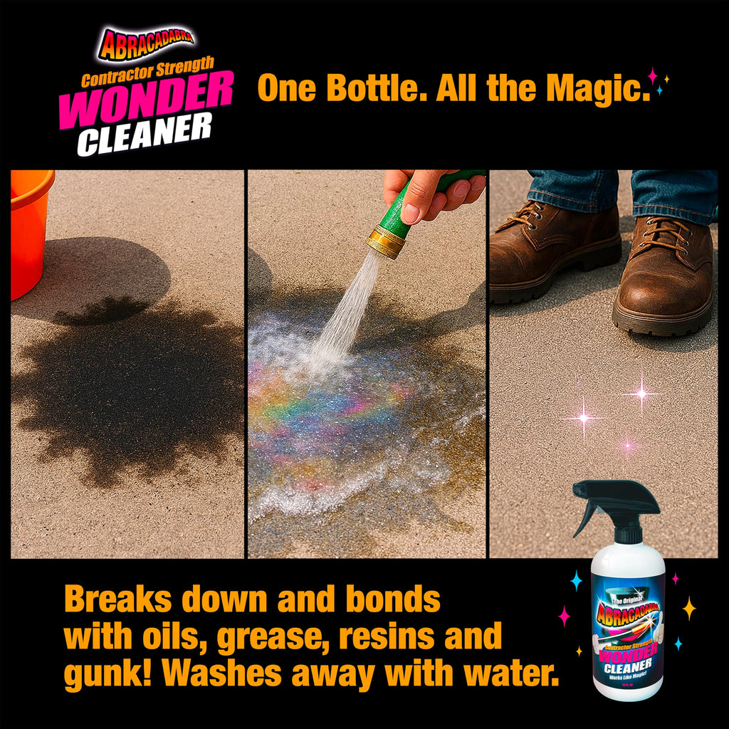 Abracadabra® Contractor Strength Wonder Cleaner - As Seen on TV - 16 fl oz - Gunk & Build up Remover - Removes Tar, Adhesives, Gum, Stickers, Sap, Oils & More on Most Surfaces - Better Stronger Faster