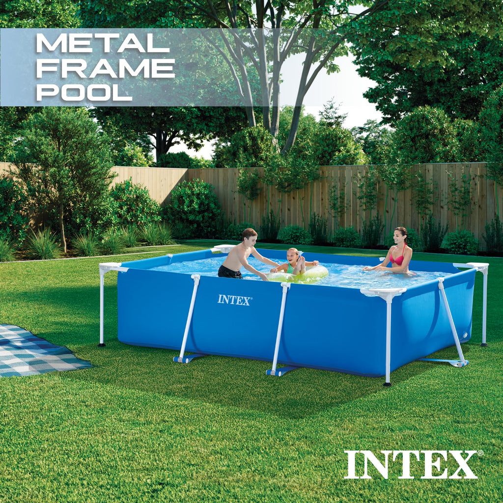INTEX Rectangular Frame 9 ft 10 in x 6 ft 6.75 in x 29.5 in Above Ground Pool, Swimming Pool with Steel Frame, Pump Not Included