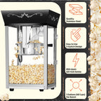 Matinee Popcorn Machine - 8oz Popper with Stainless-Steel Kettle, Reject Kernel Tray, Warming Light, and Accessories by Great Northern Popcorn (Black)